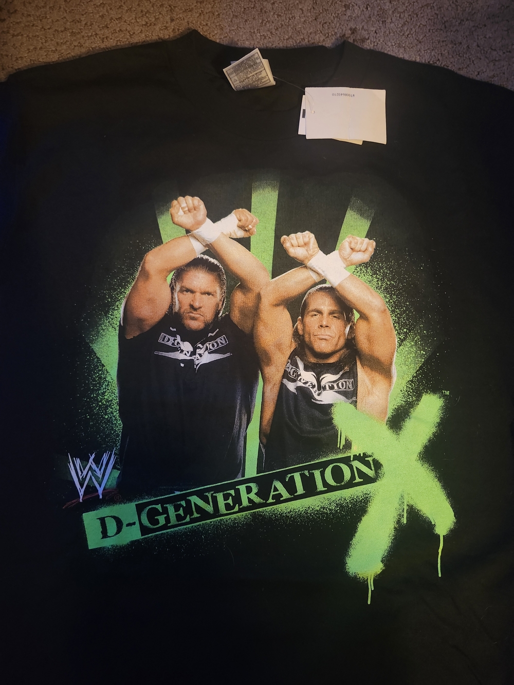 WWE D-Generation X Black T-Shirt with Green Print